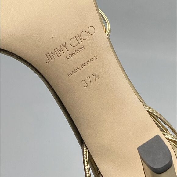Jimmy Choo Antia Metallic Leather Ankle-Tie Sandals size 37.5 - Picture 12 of 12